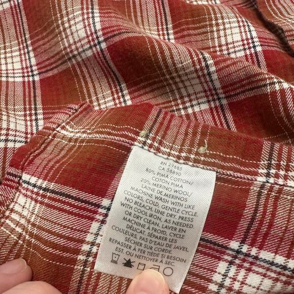 Pendleton Pioneer Shirt Red Plaid Mens Medium Merino Wool Blend Fitted Flannel - Picture 5 of 9